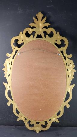 Large vintage SYROCO oval gold framed wall mirror