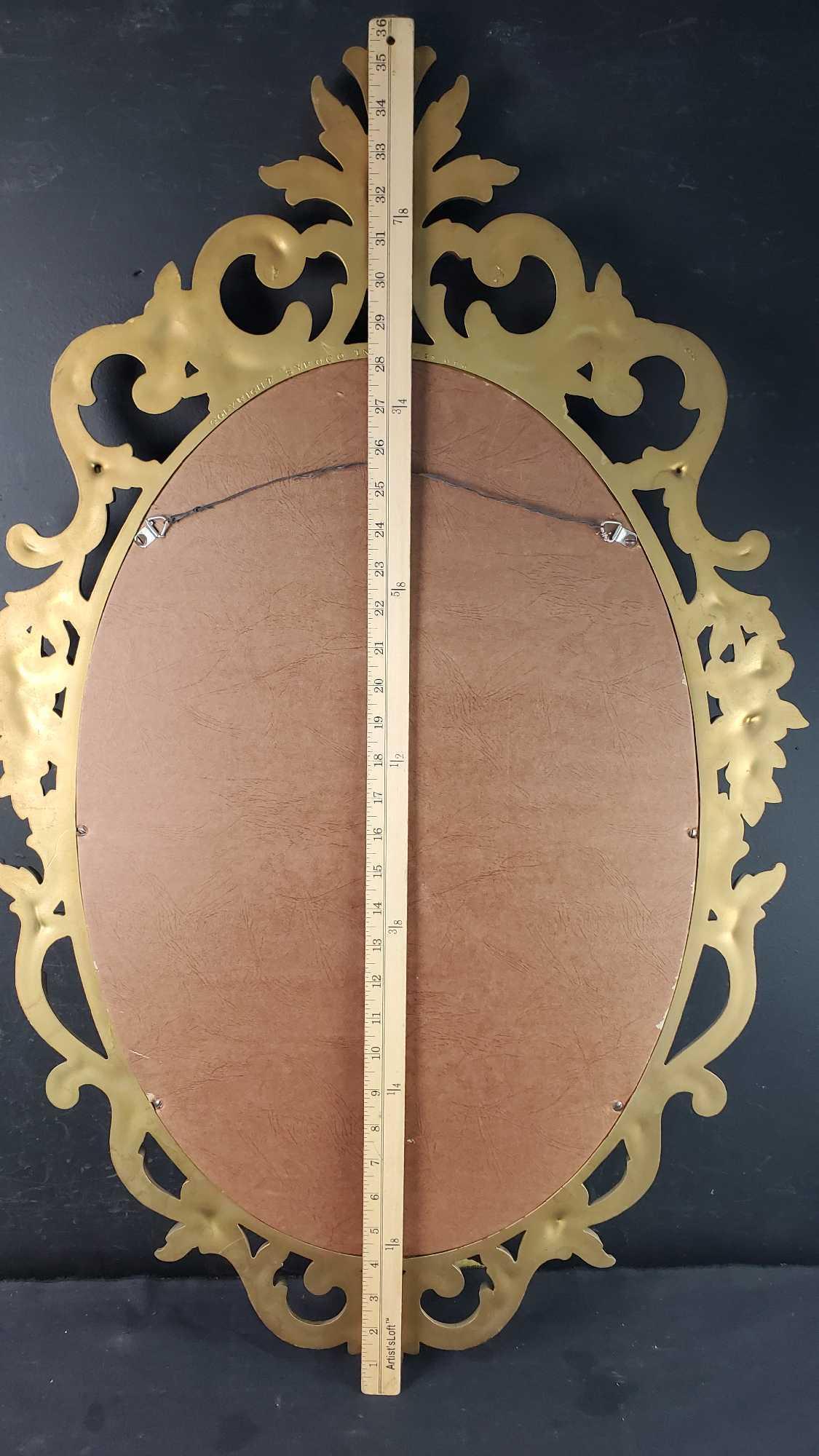 Large vintage SYROCO oval gold framed wall mirror
