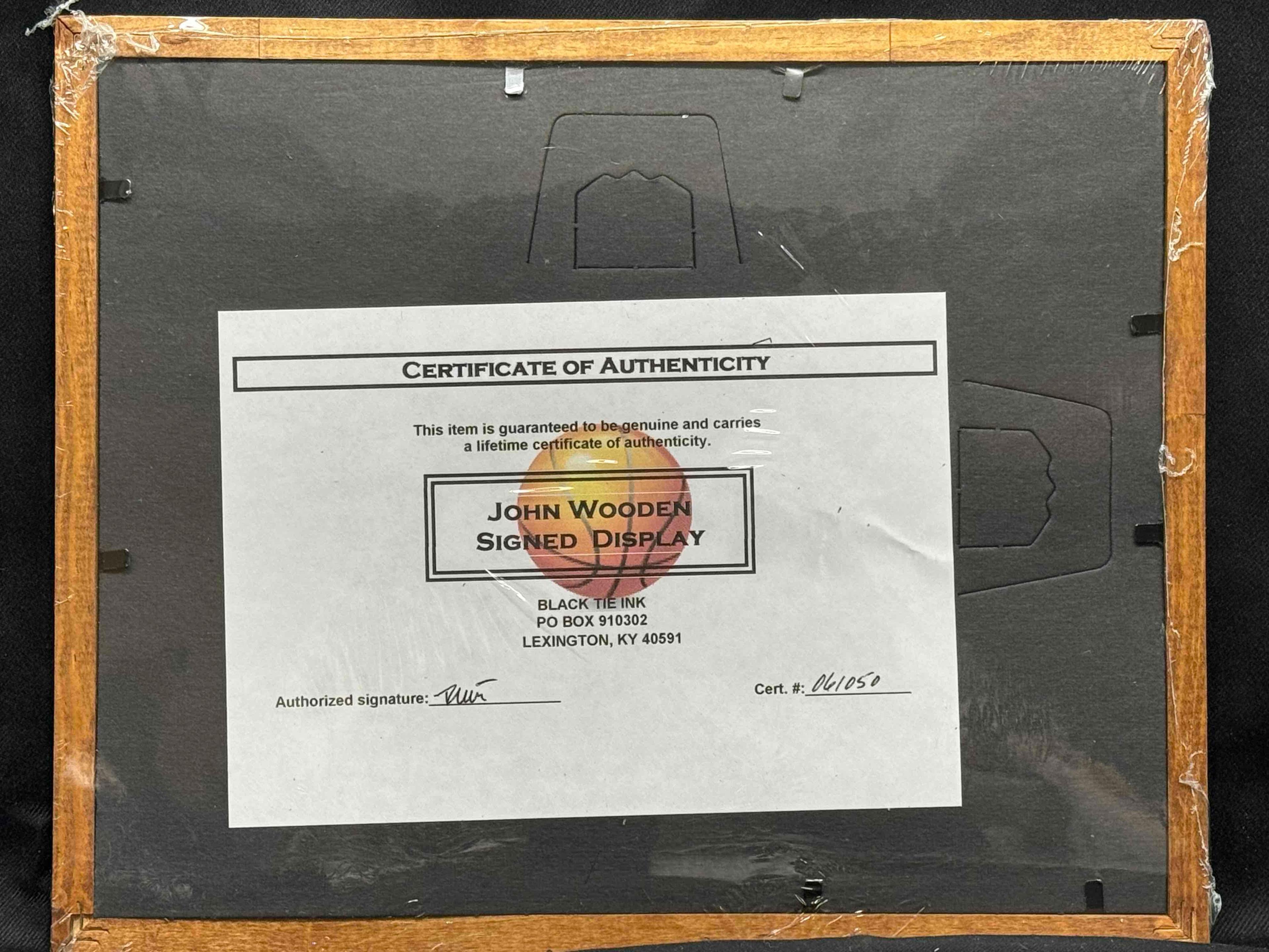 John Wooden Framed Shadowbox Photo Display Signed with COA