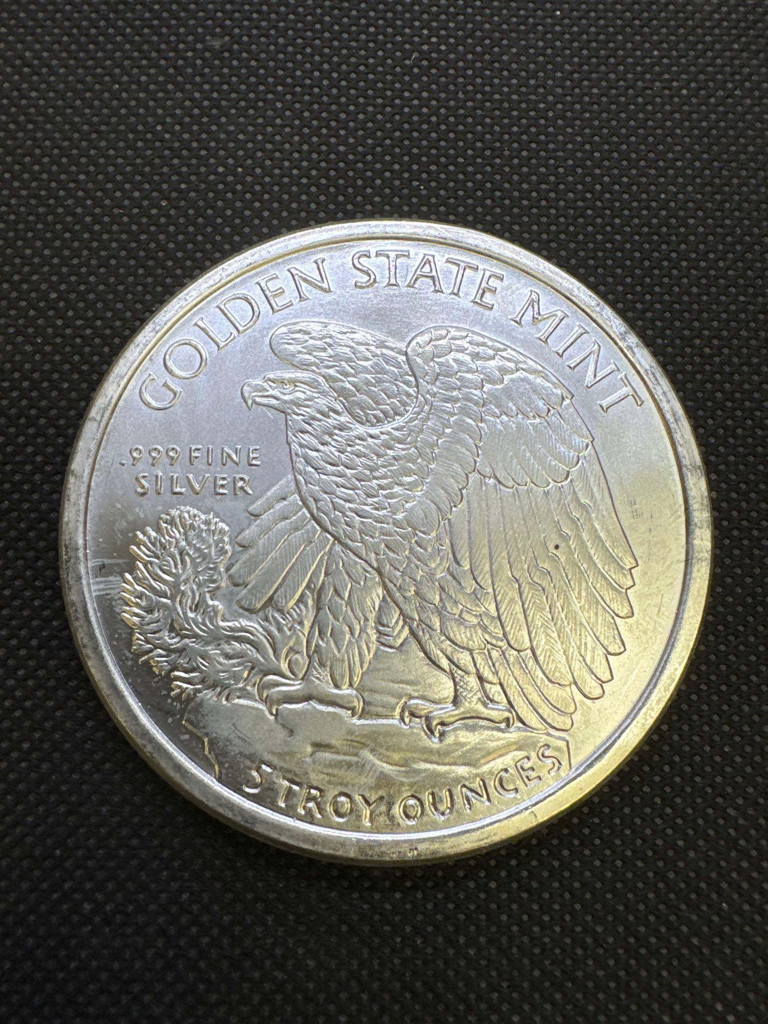 5 Troy Oz .999 Fine Silver American Eagle Walking Liberty Bullion Coin