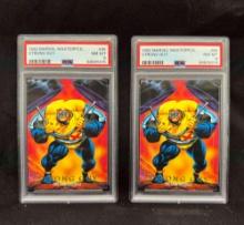 Pair of 1992 Marvel Masterpieces #85 Strong Guy PSA Graded 8 Trading Cards