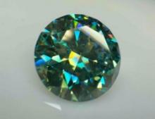 9.2ct Brilliant Cut Blue/Green Moissanite Diamond Gemstone GRA Cert