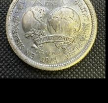 1974 World Trade 1 Troy Oz .999 Fine Silver Bullion Coin