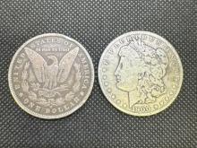 2x 1900 Morgan Silver Dollars 90% Silver Coins