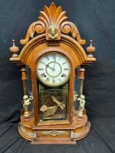 Antique New Haven Occidental American Parlor Clock Wood Case Pat. 1881