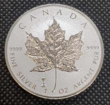 2018 Canadian Maple Leaf 1 Troy Ounce .9999 Fine Silver Coin $5.00