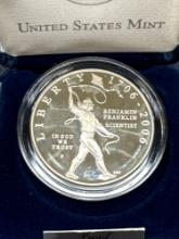 2006 Benjamin Franklin Commemorative Proof Silver Dollar With COA