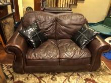Leather Loveseat - brown