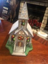 Partylite "Old World Village" Porcelain Church Candle Holder