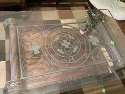 Glass top coffee table with drawer