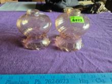 Set of 2, Vintage, Froral Topped, Glass Globes.