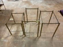 Set of 3 Decorative Brass Bamboo Style Tables without Glass Tops