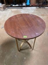 Vintage Wood Table Top and Brass Legs Bar Table