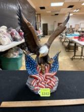 Decorative Bald Eagle with American Flags Statue
