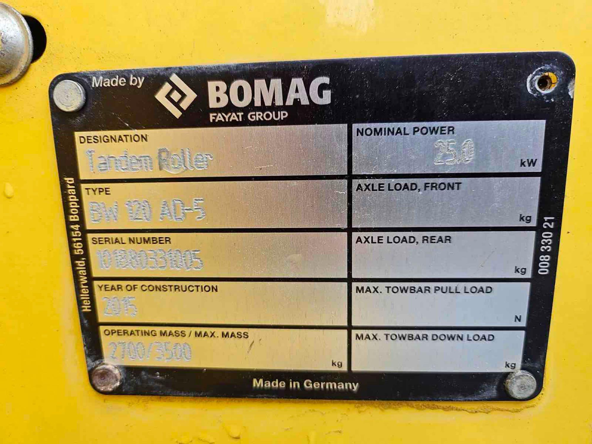 2015 Bomag BW 120 AD-5 Dual Dum Roller