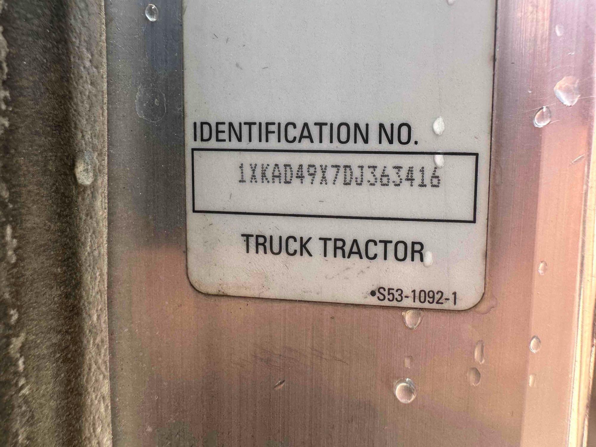 2013 Kenworth T660 Tractor Truck, VIN # 1XKAD49X7DJ363416