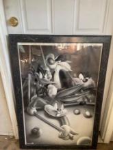 Looney Tunes Playing Pool Poster