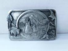 Belt Buckle, Tribute To American Indian, New, 1983, 2" x 3 1/4"
