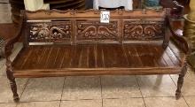 CARVED TEAK WOOD BENCH