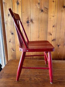 Kids Red Painted Wood Chair