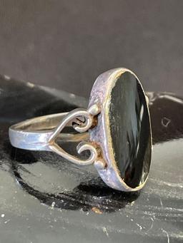 Vintage Sterling and Onyx Ring