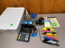 Desk Supplies in a Sterilite Tote