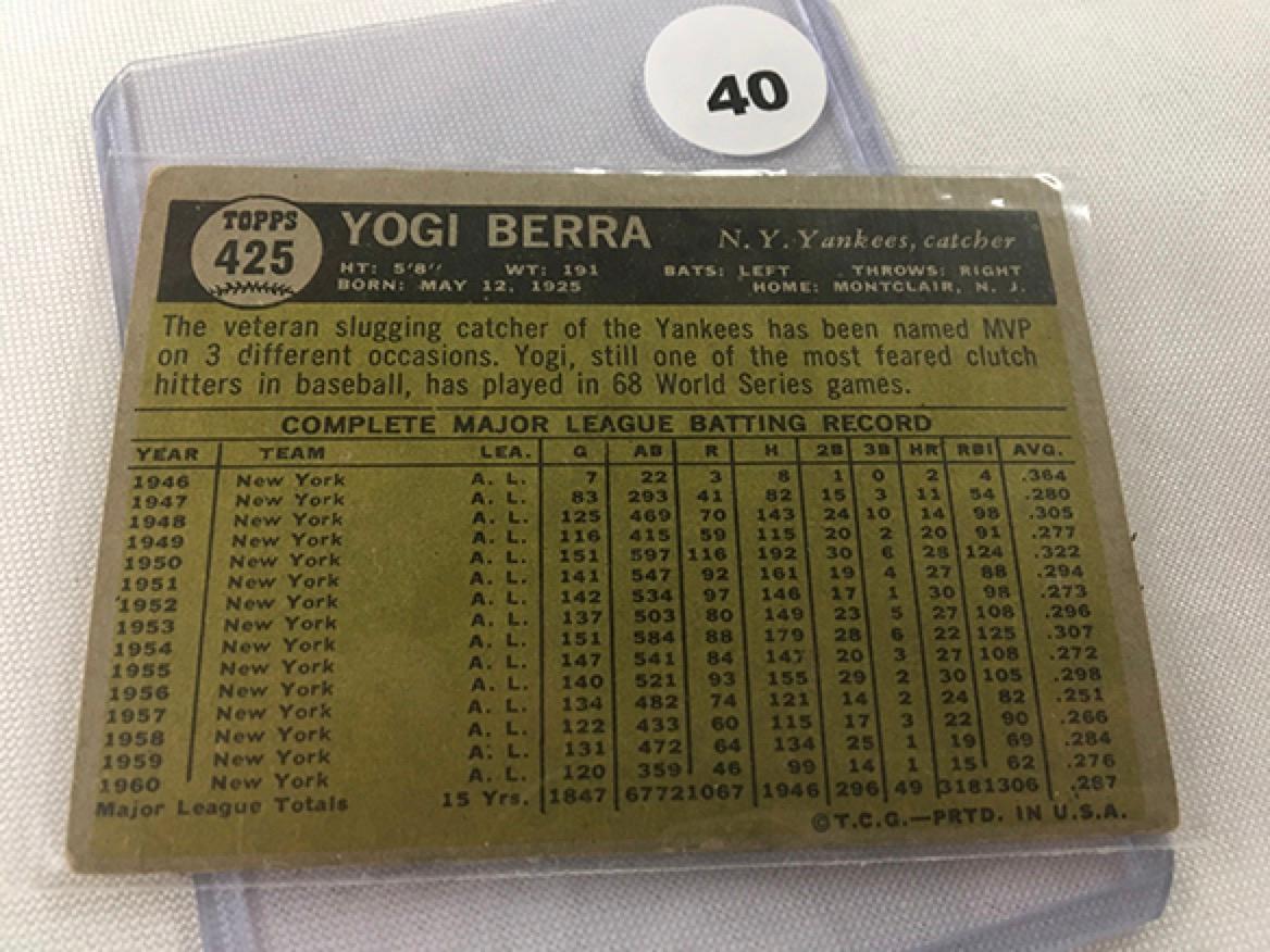 1961 Topps #425, Yogi Berra