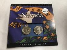 Nevada State Quarters P&D on Card
