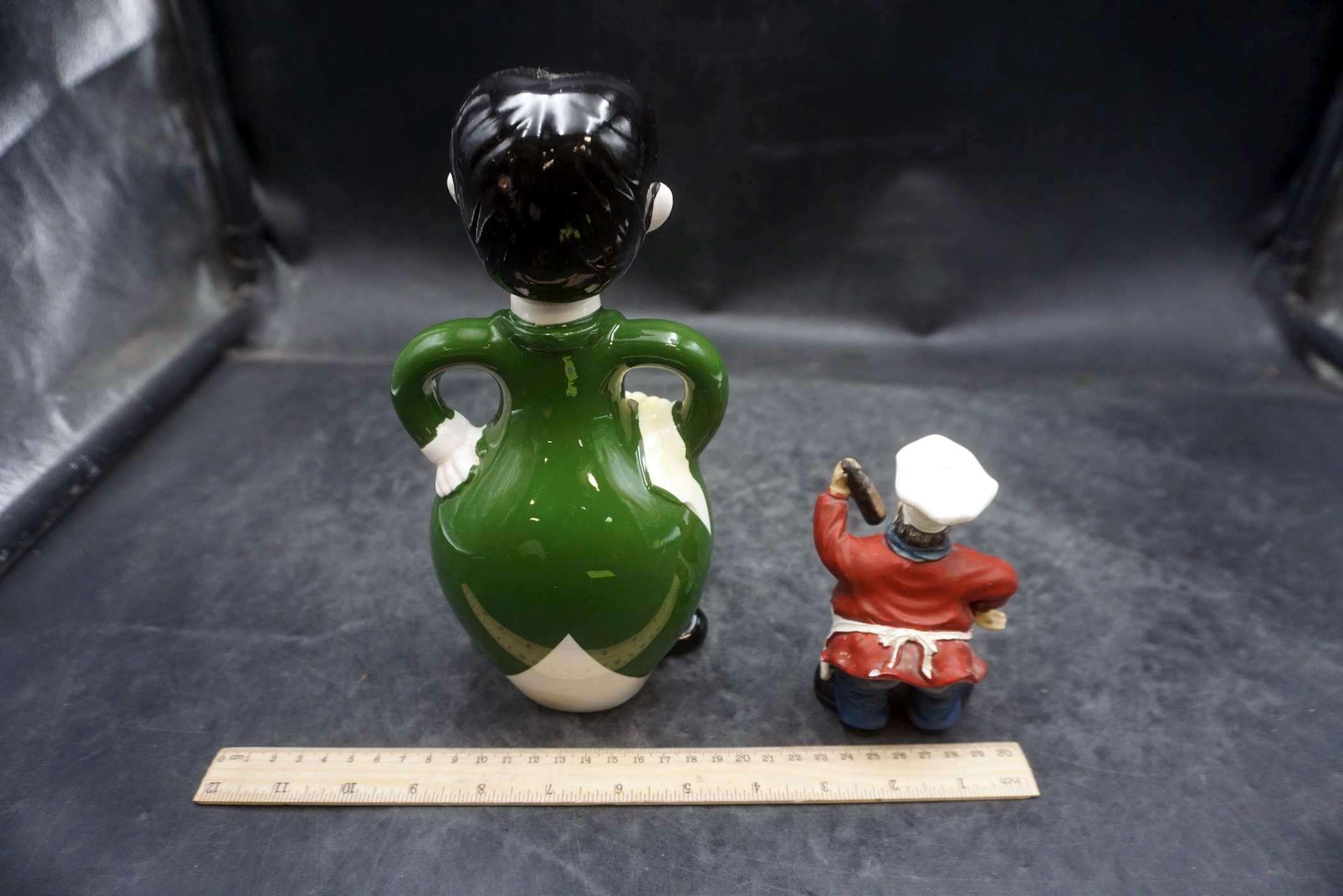 Waiter Wine Bottle & Chef Figurine