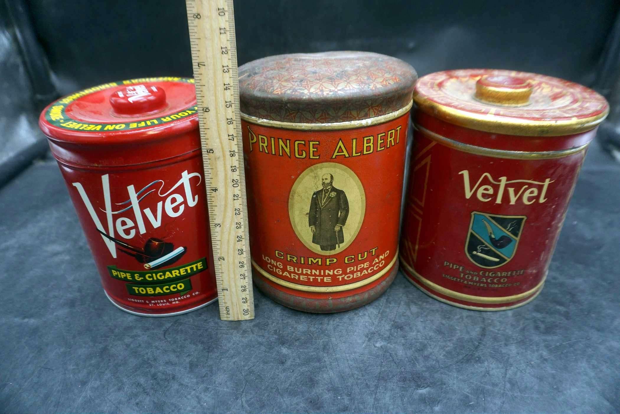 3 Tobacco Cans - Velvet & Prince Albert