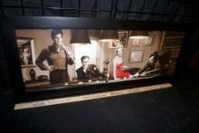 Framed Elvis Presley, Marilyn Monroe, James Dean, Humphrey Bogart Playing Pool Picture