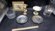 Picture, Figurine, Plastic Organizer, Glass Bowl, Mirrored Plates