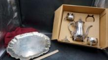 Silver Tray & Silver Serving Set