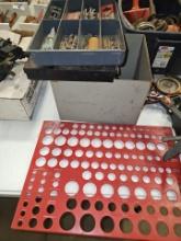 Lot of Drill bits, and socket measurement plate