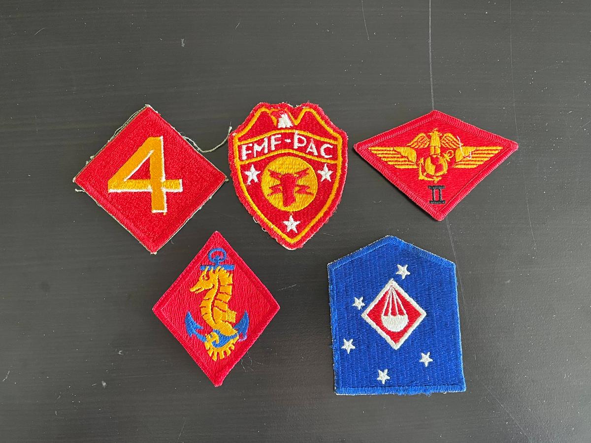 Lot of (5) WWII USMC Unit Patches