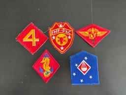 Lot of (5) WWII USMC Unit Patches