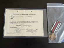 WWI German Hindenburg Cross Medal with Document