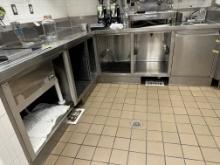 Custom Corner Stainless Steel Beverage Station w/Ice Bin w/Cold Plate, Cabinet Base Storage, Hand...