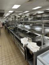 Custom Commercial Stainless Steel Kitchen Line w/Undercounter Drawered & Raised Rail Refrigeration,