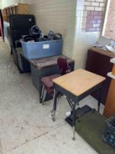 Student desks, Chairs, Welding protection, Kodak Carousel and Sofas