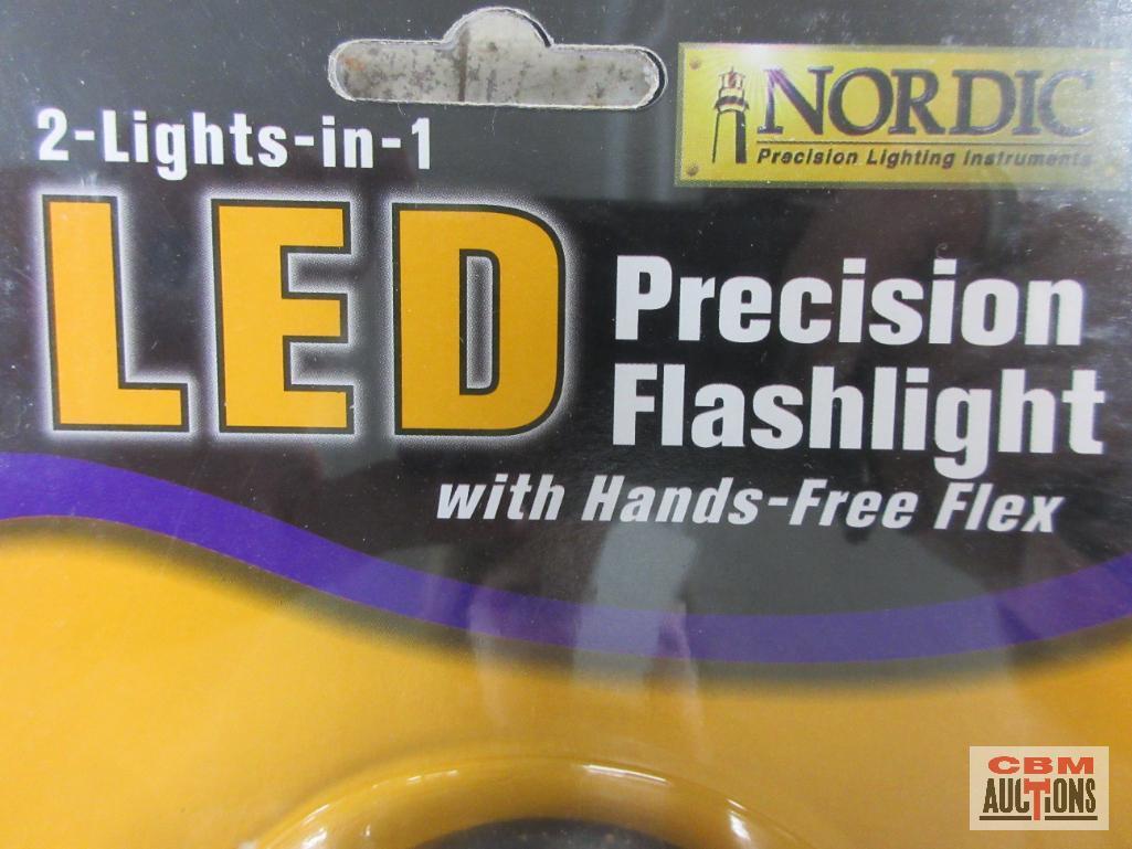 Nordic 51266 Silver 2-Lights-in-1 LED Precision Flashlight w/ Hands-Free Flex *DRM