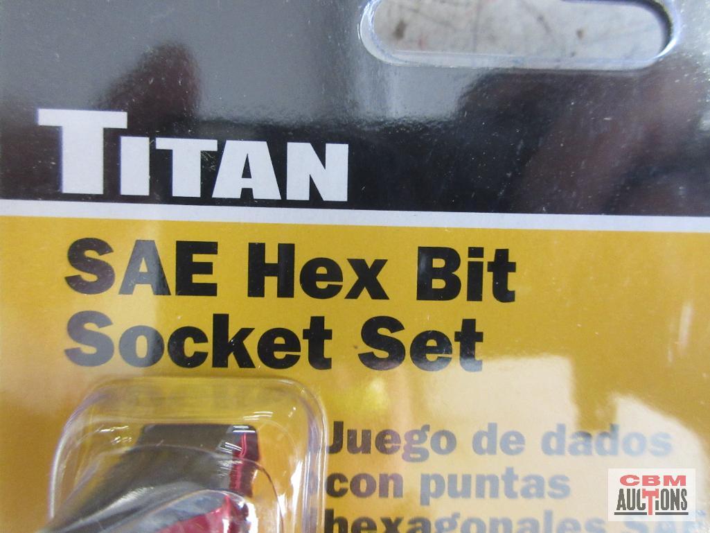 Titan 16130 6pc SAE 1/2" Drive Hex Bit Socket Set (9/16" to 7/8") w/ Storage Rail