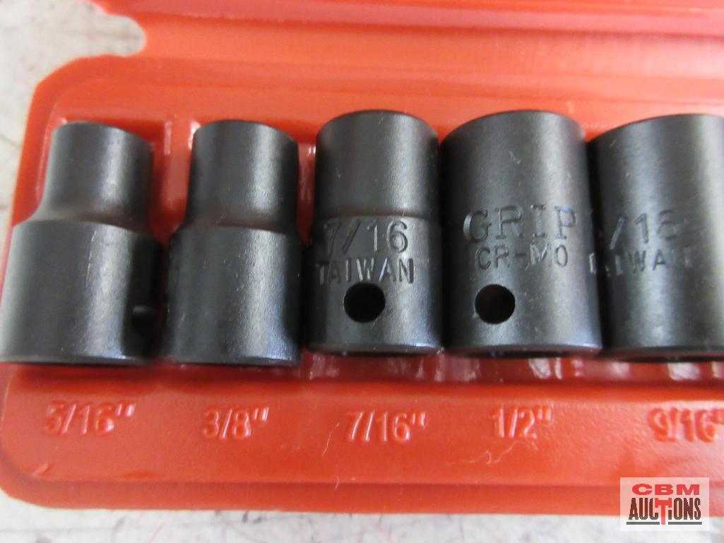 Grip 73516 12pc 3/8" Drive Shallow SAE Impact Socket Set (5/16" - 1") w/ Molded Storage Case...