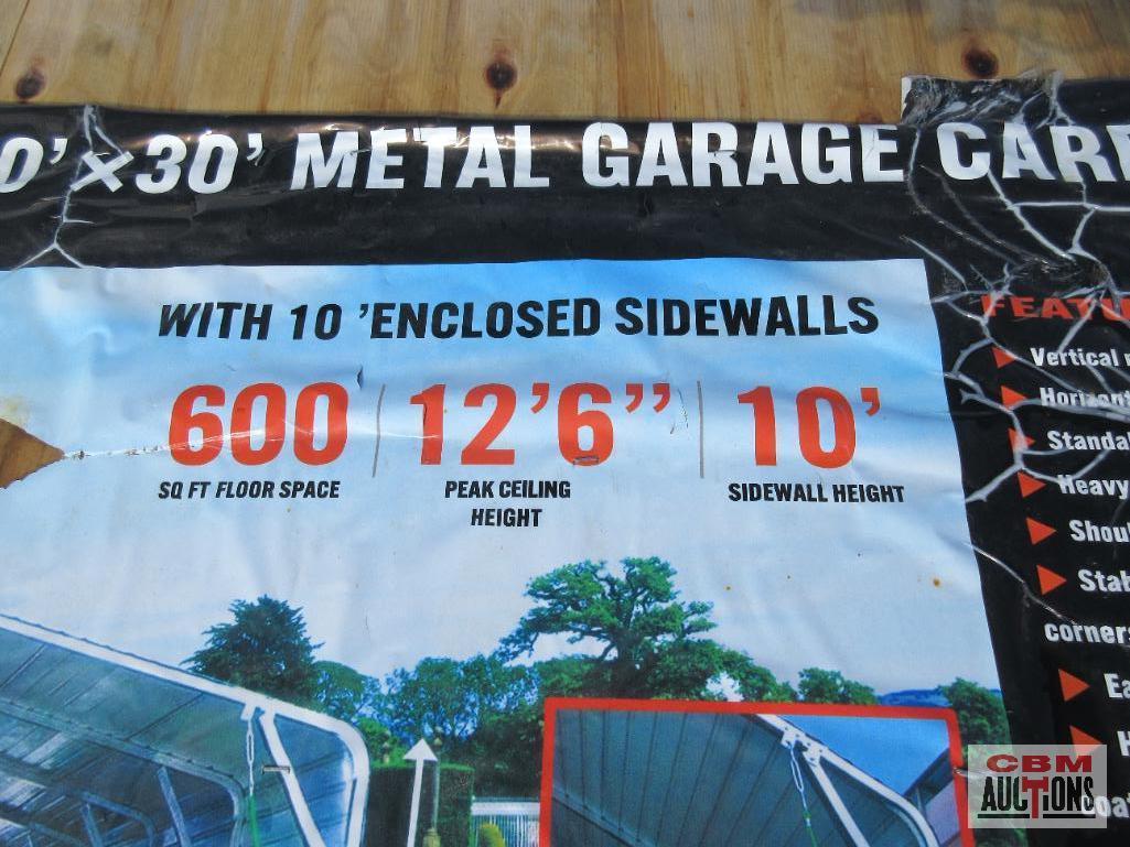 Diggit MSC2030F 20' x 30' Metal Shed Carport, 10' Enclosed Sidewalls, 600 Sq-Ft, 27 Ga Corrugated