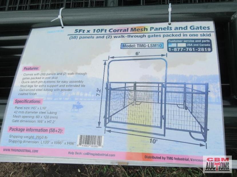 TMG-LSM10 Livestock Corral Mesh Panels & Gates (58) 5.5'x10' Panels & (2) Walk Through Gates *South