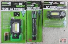 Grip 37258 Rechargeable XPE Cob Headlight, 235 Lumens... Grip 37159 Twist Focus PRO LED Flashlight,