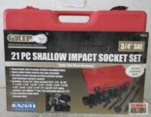 Grip 74036 21pc 3/4" SAE Shallow Impact Socket Set w/ Molded Case includes: 16pc 3/4" Drive Sockets
