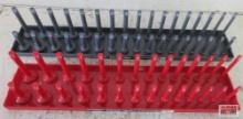 Hansen 1201 1/2" Drive Standard Socket Tray 3/8" to 1-14", Regular & Deep Sockets - Red Hansen