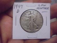 1947 D Mint Silver Walking Liberty Half Dollar