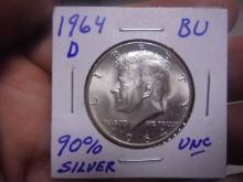 1964 D Mint Silver Kennedy Half Dollar